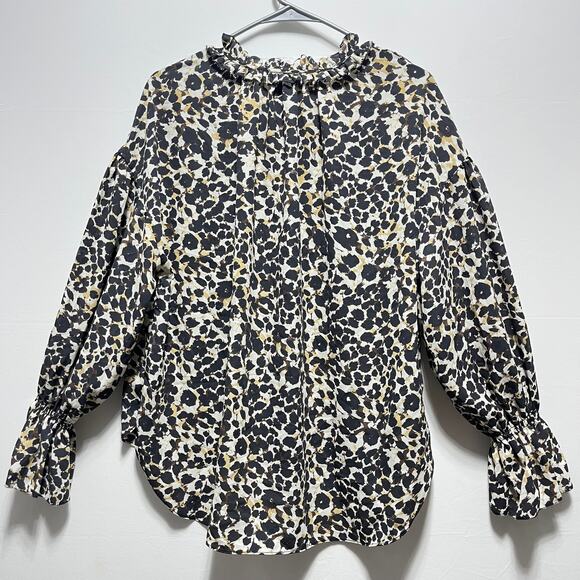 Sanctuary Leopard Abstract Top Puff Sleeves Boho Chic Size S - Picture 3 of 12